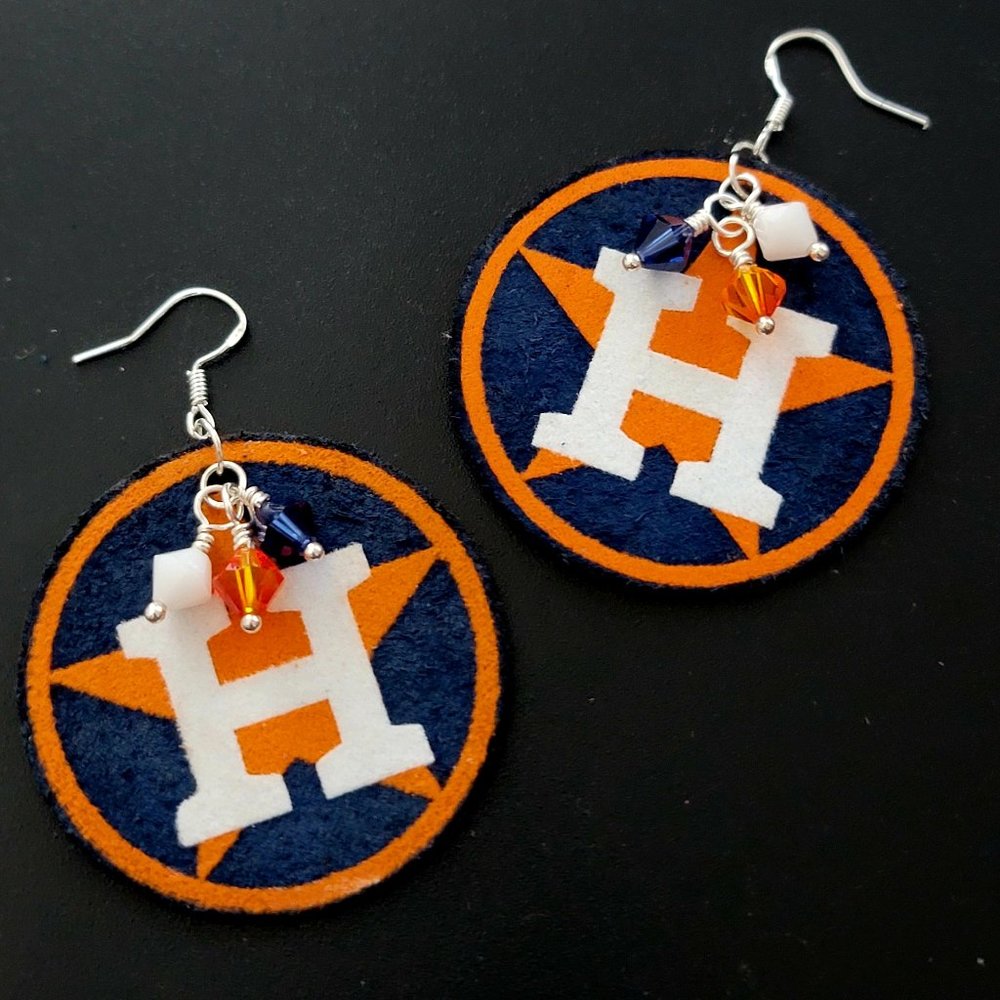 Genuine Leather Houston Astros Swarovski Earrings